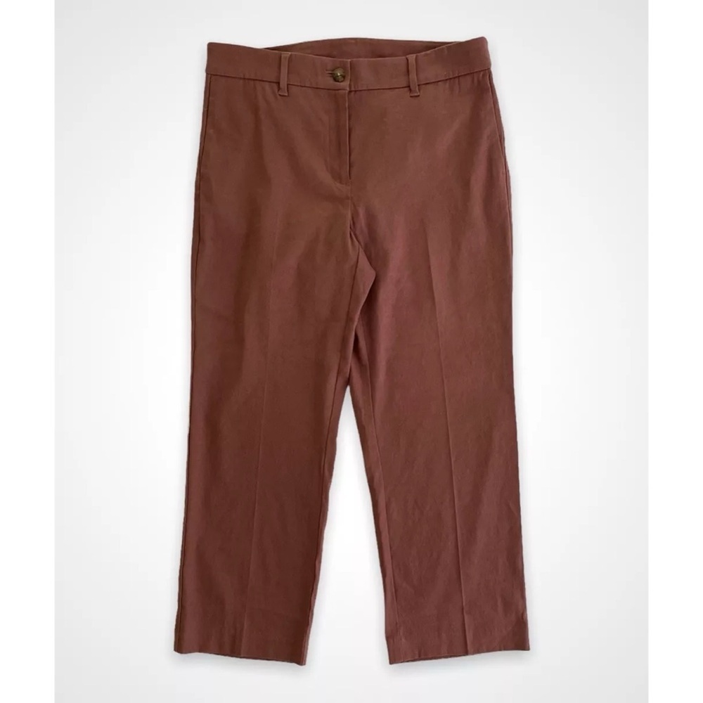 J Jill Linen Stretch Terracota Rust Brown Red Earthy Cropped Ankle‎ Pants 8